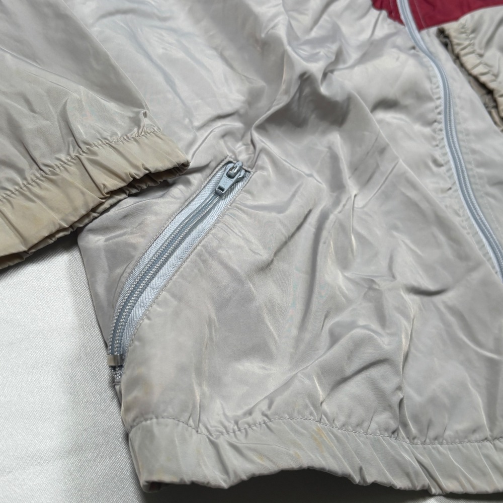 90's Nike Windbreaker Mens Medium Red Grey Vintage Colorblock Hooded Jacket - Picture 8 of 12